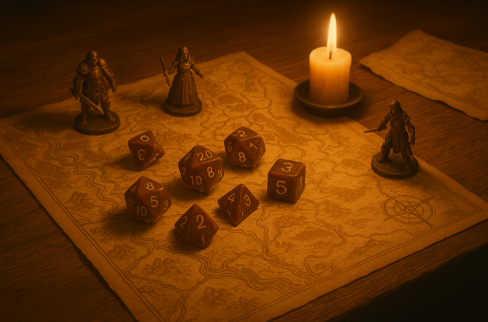 Dice, miniatures, maps, and more